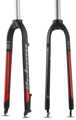 BOLANY Fourche VTT en Alliage D'Aluminium 1-1/8Tube Droit sans Filetage Fourche Avant de Superlight 26/27.5/29Pouces Frein À Disque Rigide Vélo en Accessoires De Vélo (Noir et Rouge, 26/27.5Pouces)