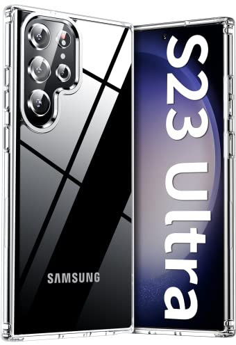 Meifigno Clear Hülle für Samsung Galaxy S23 Ultra (6.8 Zoll), [30X Anti-Gelb] [Militär getestet, Super Clear] Harter PC mit weicher Stoßstange Hülle für Galaxy S23 Ultra 6.8 Zoll, transparent