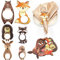 Serviettenringe aus Holz, Motiv: Waldtiere, Babyparty, Dekoration, 6 Stück, Holztier-Serviettenringe, niedliche Tierform, Tischdekoration für Waldsafari, Dschungel-Thema, Babyparty, Urlaub, Partys, 12