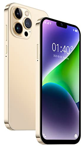 i15Pro Max 4G Dual SIM Smartphone, 2GB RAM Handys, 16GB ROM/SD 128GB, 4300mAh Akku, 6,6 Zoll Display, Android 10, Dual 8MP Kamera, Face ID, GPS, FM, Bluetooth (i15Pro Max-Golden)