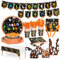 AIPartywar Halloween Geschirr 130 Stück Set, Halloween Partygeschirr, Pappteller Pappbecher Papierhandtücher Hängende Fahnen, Kinder Halloween Tischdekoration, Thriller Party, Garten-16 Gäste