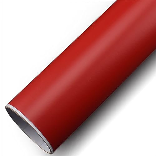COYOUCO Vinyl-Autofolie Matt Metallic Premium Selbstklebende Ersatz-Fahrzeug-Folienrolle mit dehnbaren DIY-Aufklebern mit Luftfreigabe,Rot,50 * 100cm
