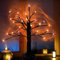 60CM dimmbare dekorative Baumbeleuchtung für den Innenbereich 24 LEDs orange lila Halloween Dekorationen und schwarzer Tischbaum für den Innenbereich mit Spinnen und Geisternetzen 8 Lichtmodi