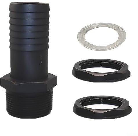 38 Regentonnen-Tank-Überlauf-Anschluss, 2,5 cm + Unterlegscheibe und Mutter, passend für 2,5 cm Überlaufrohr