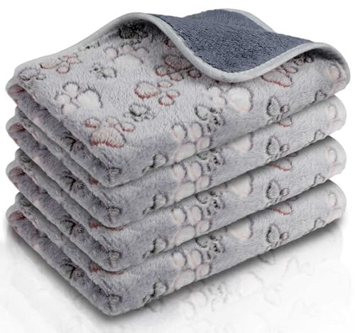 Namalu 4 Wasserdicht Meerschweinchen Fleecedecken Klein Waschbar Hundedecke Saugfähig Meerschweinchen Käfig Einlagen Wiederverwendbar PIPI Pads Schlaf Kuscheldecke (Niedliche Pfoten, 60 x 40 cm)