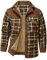 Mr.Stream Men's Padded Lumberjack Casual Long Sleeve Plaid Flannel Fur Lined Button Warm Shirt Sherp Jacket 3251 Brown L