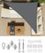 LOVE STORY Toldo Vela de Sombra 3x3x4.25m con Kit de Montaje Triangular Antracita,Toldo de Tela Sombra Curvada,Transpirable Permeable (HDPE) con Protección 95% UV para Patio Exterior, Porche, Jardín