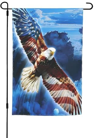 Bandiera da giardino con aquila americana sui lati, non sbiadisce facilmente, bandiere decorative per giardino ed esterni, 30,5 x 45,7 cm