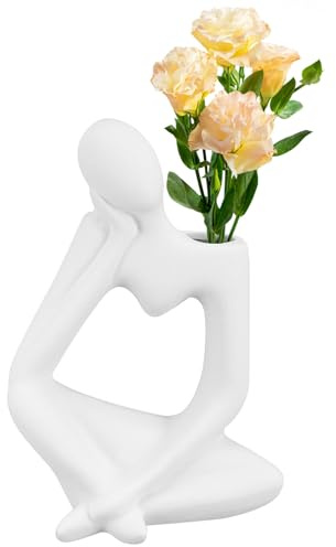 MUCKLILY Wohnzimmerdekor Ästhetischer Blumenvase Tischdekoration Dekoration Denkfigur Nordischer Körpervase -Blumenvase Trockenblumenvase Weiße