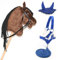 Hobby Horse Land Hobby Horse Braun mit Zaum + Halfter + Führleine + Mütze blau für Kinder ab 7 Jahren