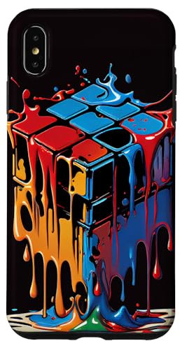 iPhone XS Max Rubik Magic Cube Dripping Colorful Illustration Graphic Case