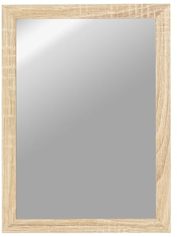 CLAMARO 'Vision' Wandspiegel 60x80 cm maßgefertigt | Eiche Sonoma | Moderner eckiger Spiegel mit MDF-Holzrahmen, inkl. Metall Aufhänger und Montagematerial (Querformat & Hochformat)