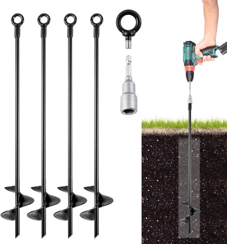Coriver Lot de 4 Ancrage au Sol, 38,5 cm Ancrage Balancoire, Piquets d'ancrage, Fixation Trampoline Sol, Piquet Ancrage Trampoline pour Tentes, Balançoires, Auvents, Abris, Abri de Jardin