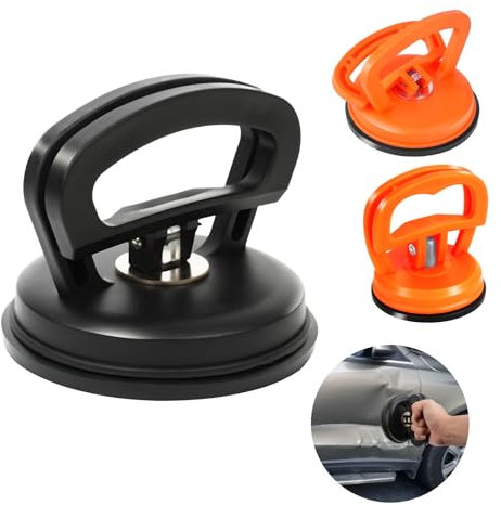 HRUIKI Ventosa para Coche Abolladuras, 3 Piezas Extractor de Abolladuras de Coche Herramientas de Kit, Reparación de Abolladuras de Coche para Vidrio, Pantalla y Azulejos (Un Negro+Dos Naranjas)