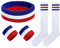 3-Teiliges Stirnband- Und Armband-Set, 1 Paar Socken, Gestreiftes Schweißband, Schweißabsorbierendes Sportarmband, Farbclip-Stirnband, Weiche Elastische Socken, Geeignet Für Sport Und Fitness
