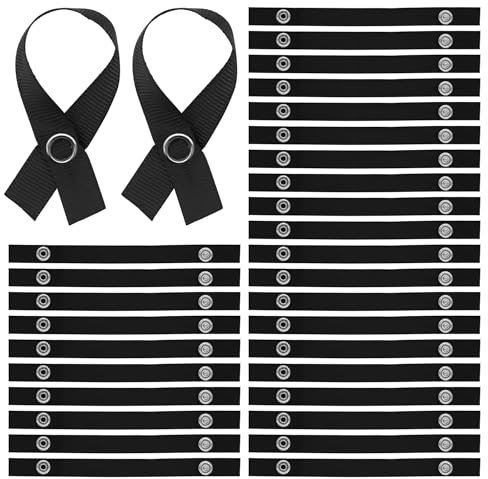 Piuluvor® 30 ganci per asciugamani, 150 × 12 mm, passanti per asciugamani con chiusura a pressione, senza cuciture, colore nero, per asciugamani