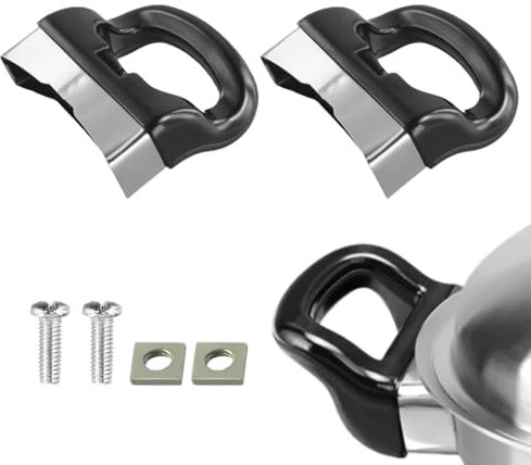 Lot de 2 poignées de casserole à pression de rechange en métal, anti-brûlure, poignées latérales pour cuiseur vapeur