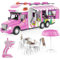 fisca Ferngesteuertes Auto, Rosa RC Camping Auto Spielzeug für Kinder Mädchen Geburtstag Weihnachten Geschenke mit Licht & Sound, Ferngesteuerter Food Truck, Kreatives Camper Spielzeug mit Mini Möbeln