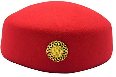 Maxtonser Stewardess Pillbox Hut für Frauen - Fluggesellschaft Air Hostessen Baskenmütze in Rot