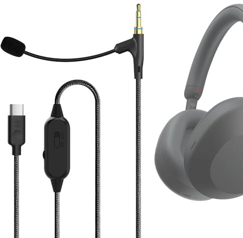 GEEKRIA Boom-Mikrofon-Kopfhörerkabel,kompatibel mit Soundcore Space One,V-Moda Crossfade M-100,USB-C-Buchsen-Ersatzkabel mit Boom-Mikrofon und Lautstärke/Stummschaltung für Gaming und Meetings(1,7 m)