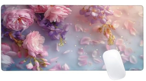 Rose Tapis de Souris XXL 1600x800, Tapis de Souris Fleur, Tapis Souris pour Clavier et Bureau, Étendu Tapis de Souris Gamer, Lavable Surface, Base Antidérapante, Améliorer Précision et Vitesse Z2-512