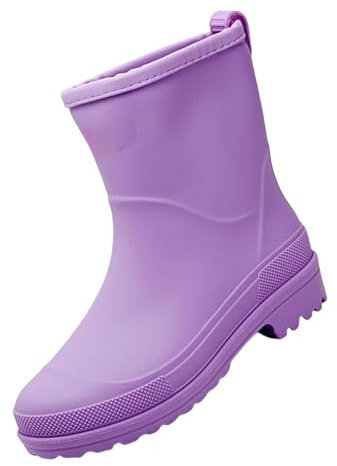 Generico Stivali di Gomma Donna Pioggia Comodi Antivento, Stivaletti Pioggia Donna Bassi Stivali Corti Pianta Scarpe Pioggia Donna Invernali Colorati da Lavoro Impermeabile Ankle Boot