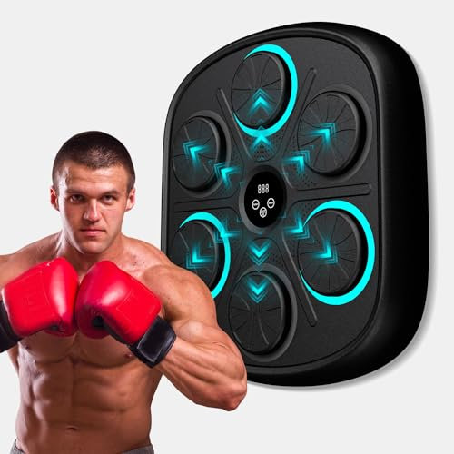 Boxmaschine mit Musik Boxtrainer mit Bluetooth, Wandmontiertes Box Maschine mit Boxhandschuhen, Music Boxing Machine hat 9 Modi und 9 Geschwindigkeiten Einstellbar, Geschenk für Erwachsene und Kinder