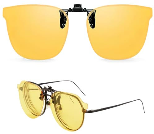 eModwey Polarisiert Nachtfahrbrille Clip für Brillenträger, Anti-Blendung Überzieh Nachtsichtbrille, Ultraleicht, für Herren und Damen, Verbessert Sicht bei Nacht und Regen