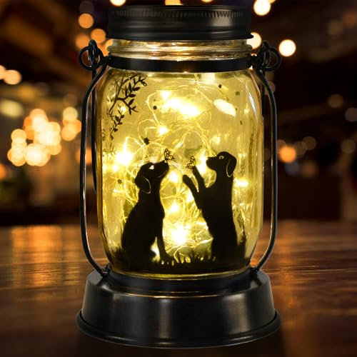 Solar Hundelaterne für Außen, 3-in-1, Hundegeschenke, Gartengeschenke, Geschenke für Frauen, Einmachglaslicht, Geschenke für Hundeliebhaber, Solar-Hundelicht, Hundelampe, Gartendeko