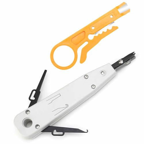Punch Down Tool with Wire Stripper, Impact Krone IDC Tool for Ethernet RJ45 Cat5/Cat6/Cat7 Network and Phone Cable Termination, Multi-Functional Insertion Tool for Data Cables and Telephone Lines