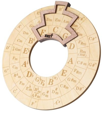 Ptwola Circle of Fifths Wheel Holz-Rad, rund, Melodie, Akkord, Werkzeug, 16 cm, große Größe, Noten, Akkorde, Schlüssel, Signatur, Musiktheorie, Lernwerkzeug für Musiker, Songwriting, Anfänger