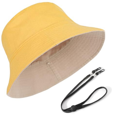 TAGVO XXL Fischerhut für Damen Herren, UPF50+ Reversibel Bucket Hats für Großen Kopf, Beidseitigen UV-Schutz Baumwolle Sonnenhut mit Breiter Krempe