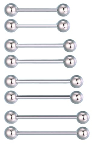 Besyvvin Tungpiercing 6 mm nippel boll 12/14/16/19 mm stånglängd kirurgiskt stål piercing tunga nippel silver guld