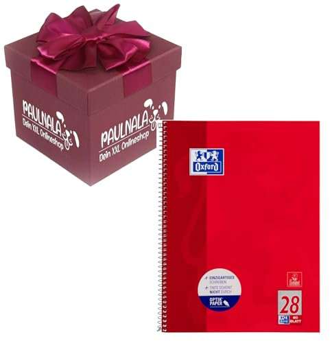 Oxford Touch Collegeblock A4 kariert, mit Doppelrand, 80 Blatt, rot inkl. Überraschungsgeschenk von Paulnala.de (1, Rot)