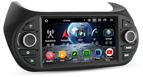 Erisin 8-Kern 4GB+64GB Android 14 Autoradio Bluetooth GPS Navi für Fiat Fiorino Qubo Citroen Nemo Peugeot Bipper 7 IPS Touchscreen Unterstützt Kabelloses CarPlay Android Auto WiFi 4G DAB+ OBD2 Canbus