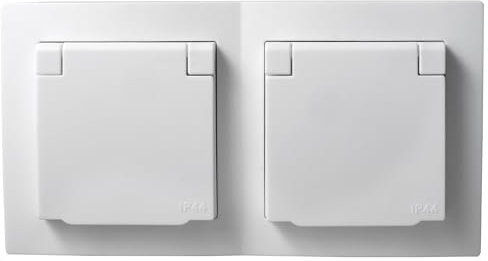 Steckdosen-Set McPower Flair „Beginner 2S-IP44“ | 3-teilig, weiß, spritzwassergeschützt | Feuchtraum-Unterputz