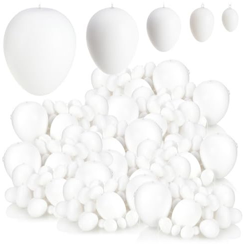 com-four® 288x weiße Deko-Ostereier aus Kunststoff - große und kleine Plastikeier zum Anmalen und Aufhängen - Kunststoffeier-Dekoration zu Ostern