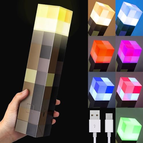 YeahBoom Wall Fackel Nachtlicht,Lampe Fackel Wandlampe,Craft Fackel Lampe mit 7 Farbe,USB Wiederaufladbar Nachtlampe Kinder,3D Nachttischlampe Kinder für Cosplay Spielzeug Geschenke