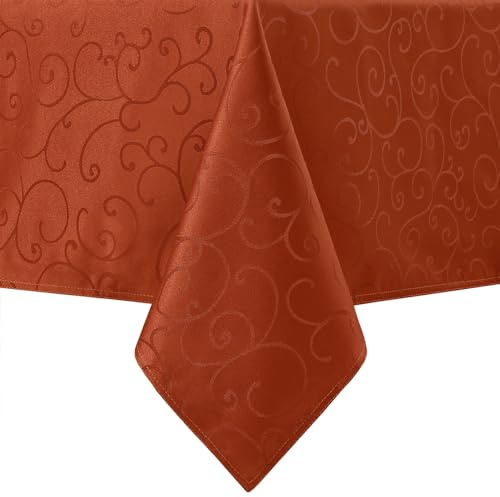 Romanstile Autumn Table Cloth rectangle Orange 140x200 cm Jacquard,Water-Repellent, Wipe Clean Tablecloths,Stain Resistant,Tablecloth for Thanksgiving, Halloween, Dining, Party, Outdoor Decoration