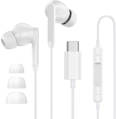 Type C Headphones for iPhone 16e/16/16 Pro/16 Pro Max/16 Plus/15/15 Pro/15 Pro Max/15 Plus, USB C Wired Earbuds Earphones for Samsung Galaxy A16 5G A15 A14 A56 A54 A36 S25 Ultra S24 FE S23 S22 S21 S20