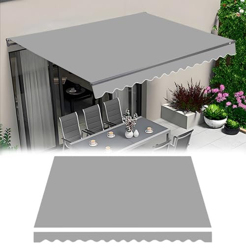Generisch Markisenstoff Für Einziehbare Klemmmarkise, Terrasse Markisenbespannung Balkon Markisentuch Außen Markisen Ersatzstoff Aus Polyester, Wasserabweisend Markise Stoff Nur Stoff(Grau)