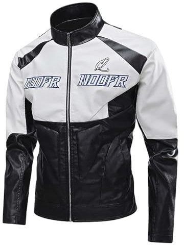 Giubbotto Chiodo, Giacca Uomo in Ecopelle con Colletto Rialzato Giacca Bomber da Uomo con Chiusura Lampo Casual per Motociclisti Giubbotto Pelle Uomo Giacca a Vento Chiodo Pelle Uomo