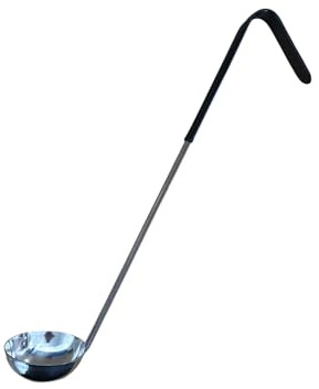 CateringBase Ltd Colour Coded Soup Ladle, Stainless Steel with Black Handle, 1oz-8oz Portion Control (1 oz)
