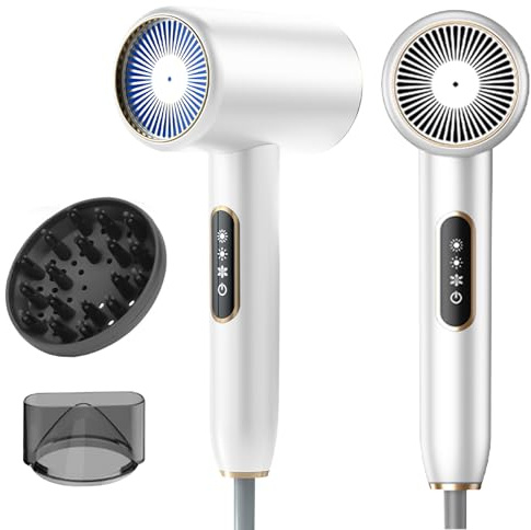 Guyisile 2400W Secador de Pelo con Pantalla LCD,3 Temperaturas,2Velocidades | Profesional Iónico Rizado Secador,Salón Hair Dryer con Difusor y Boquilla de Peinado, Antiencrespamiento,Ultrasilencioso