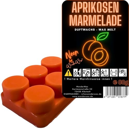 WonderWax Neon Duftriegel 6 x Duftwachs Kreise Wachsmelt Duftwachs Raumduft für Duftlampen Soja Wachs Melts Duftmelt Aroma Wellnes Kerzen Wärmer Wax Tarts Würzige Aprikosenmarmelade