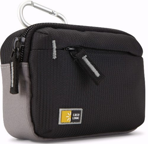 Case Logic Nailhead Horizontal Medium Nylon Bag with Front Pocket and Carabiner for Camera - Black