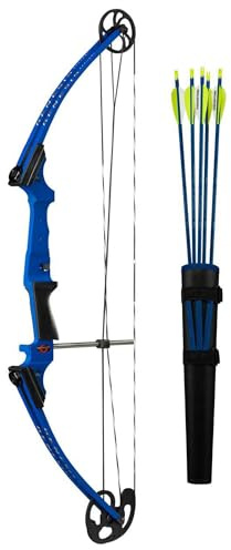 Genesis Original Compound Bow & Arrow Kit- Adjustable Riser, 15-30 Draw Length, 10-20 lb Draw Weight, All Skill Levels, Draw Hand - Right, Blue