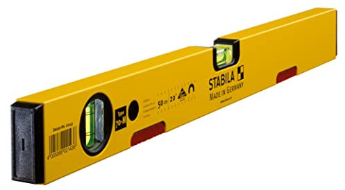 STABILA Magnet-Wasserwaage Type 70 M, 50 cm, leichtes Alu-Profil, starkes Seltenerd-Magnetsystem, 1 Horizontal-Libelle, 1 Vertikal-Libelle, Made in Germany