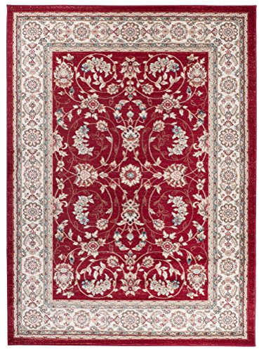 Carpeto Rugs Traditioneller Klassischer Teppich für Ihre Wohnzimmer - Rot Beige Creme - Perser Orientalisches Antik Ziegler Ornamente Top Qualität Pflegeleicht AYLA 160 x 220 cm Groß