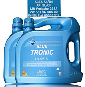 ARAL BlueTronic 10W-40 Motorenöl, 2x4 Liter Kanne